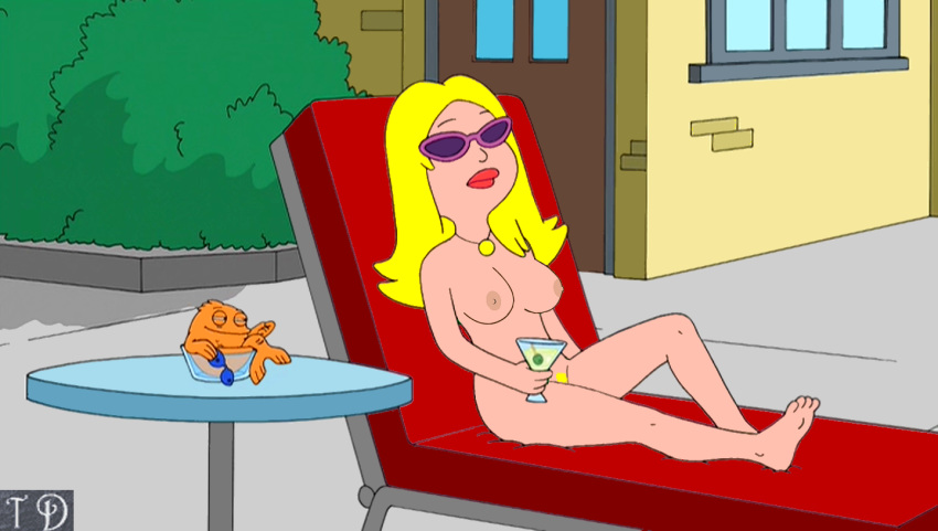 american_dad francine_smith klaus_heissler lounge_chair martini martini_glass nude summer sunbathing sunglasses