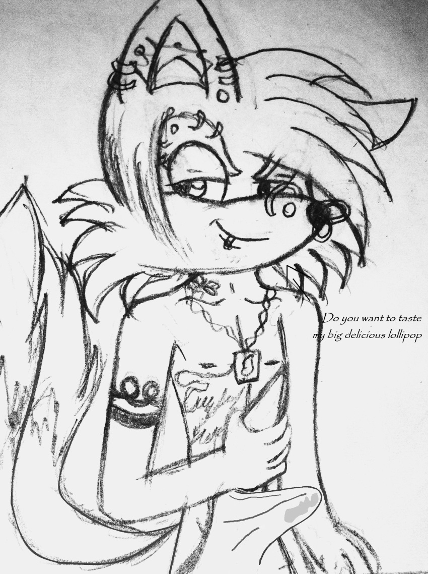 canine cum drawing erection fox furry looking_at_viewer male miles_"tails"_prower naughty nude piercing smile sonic_(series) story tattoo text