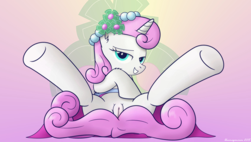 1girl female female_only female_unicorn friendship_is_magic horn looking_at_viewer lying my_little_pony pony pussy solo spread_legs tail twinkleshine_(mlp) unicorn