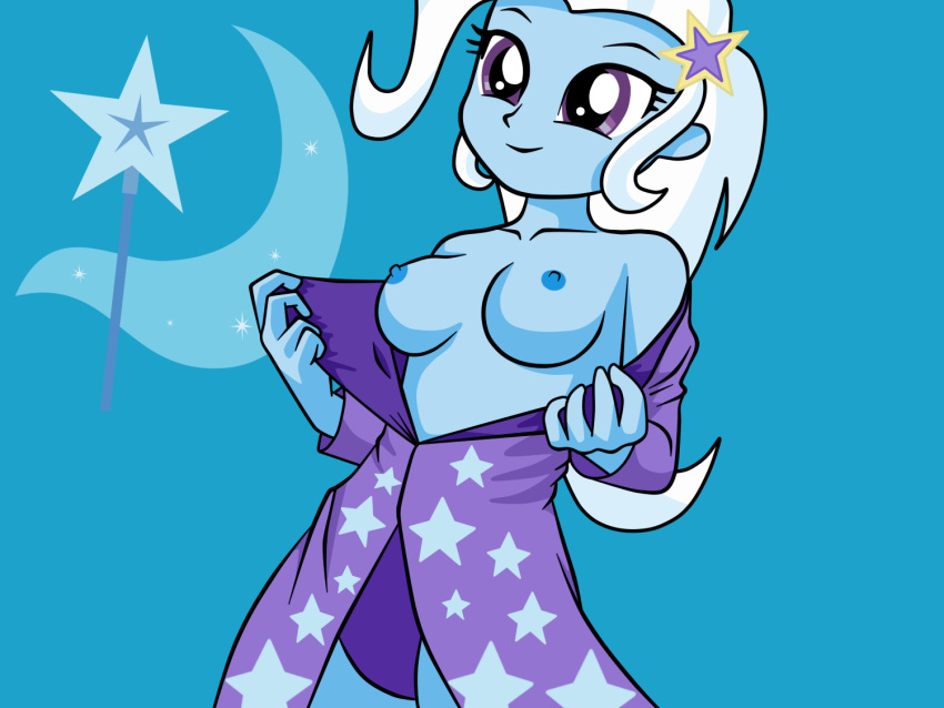 1girl breasts equestria_girls exposed_breasts female female_only friendship_is_magic my_little_pony no_bra panties partially_clothed phil_el_mago presenting_breasts solo standing trixie trixie_(mlp)