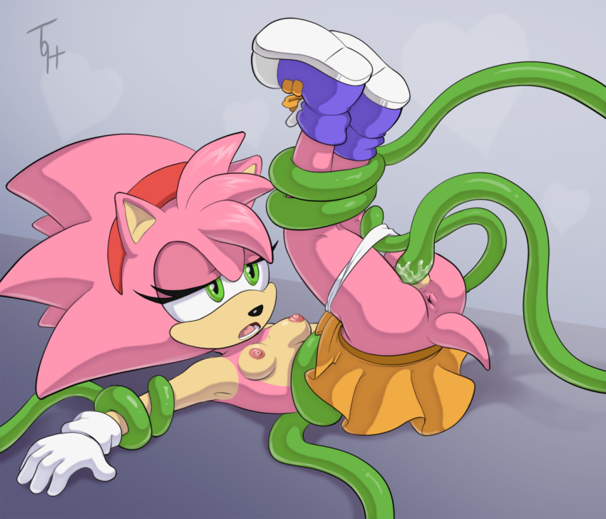 1girl 2015 amy_rose amy_rose_(classic) anthro anus areola ass black_nose breasts clothing erect_nipples eyelashes forced gloves green_eyes half-closed_eyes hedgehog mammal nipples open_mouth panties panty_pull penetration pussy pussy_juice rape restrained rosy_the_rascal sega skirt sonic_(series) sonic_the_hedgehog_(series) teeth tentacle tentacle_rape the_other_half tongue underwear vaginal vaginal_penetration