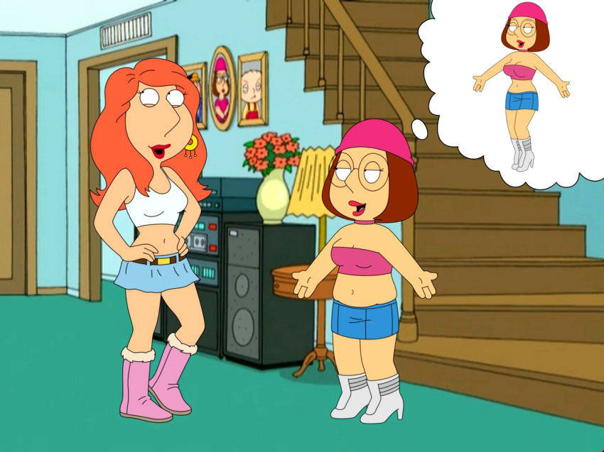 boots breasts family_guy lois_griffin meg_griffin skirt