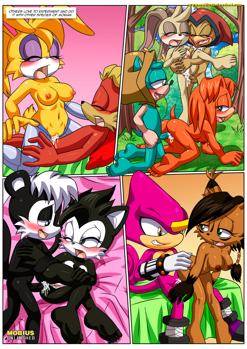 anthro antoine_d'coolette bbmbbf bow_sparrow bunnie_rabbot comic espio_the_chameleon geoffrey_st_john hershey_the_cat mari-an mobian_mating_season_(comic) mobius_unleashed nicole_the_lynx palcomix rob_o'_the_hedge sega sonic_the_hedgehog_(series) thorn_the_lop