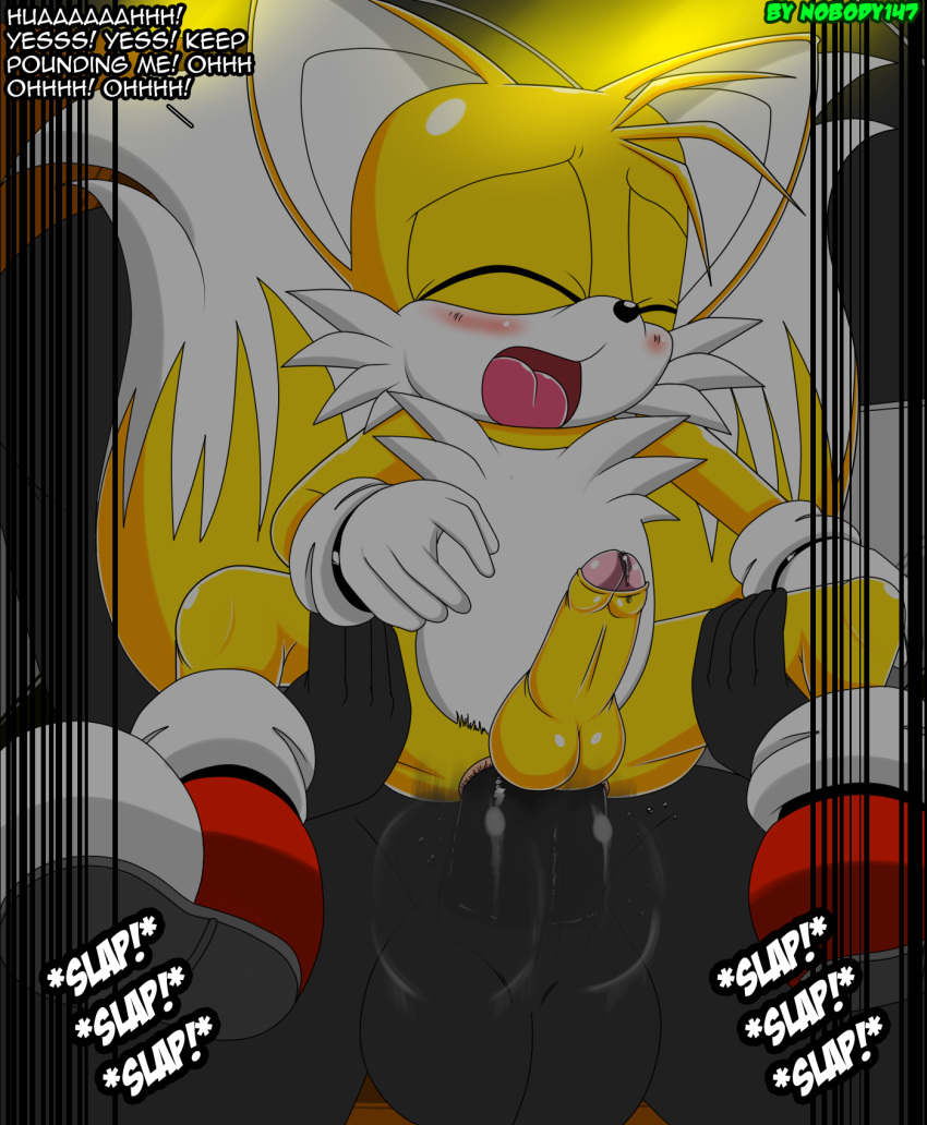 anthro duo furry male male/male miles_"tails"_prower nobody147 penis sega sex text video_games young
