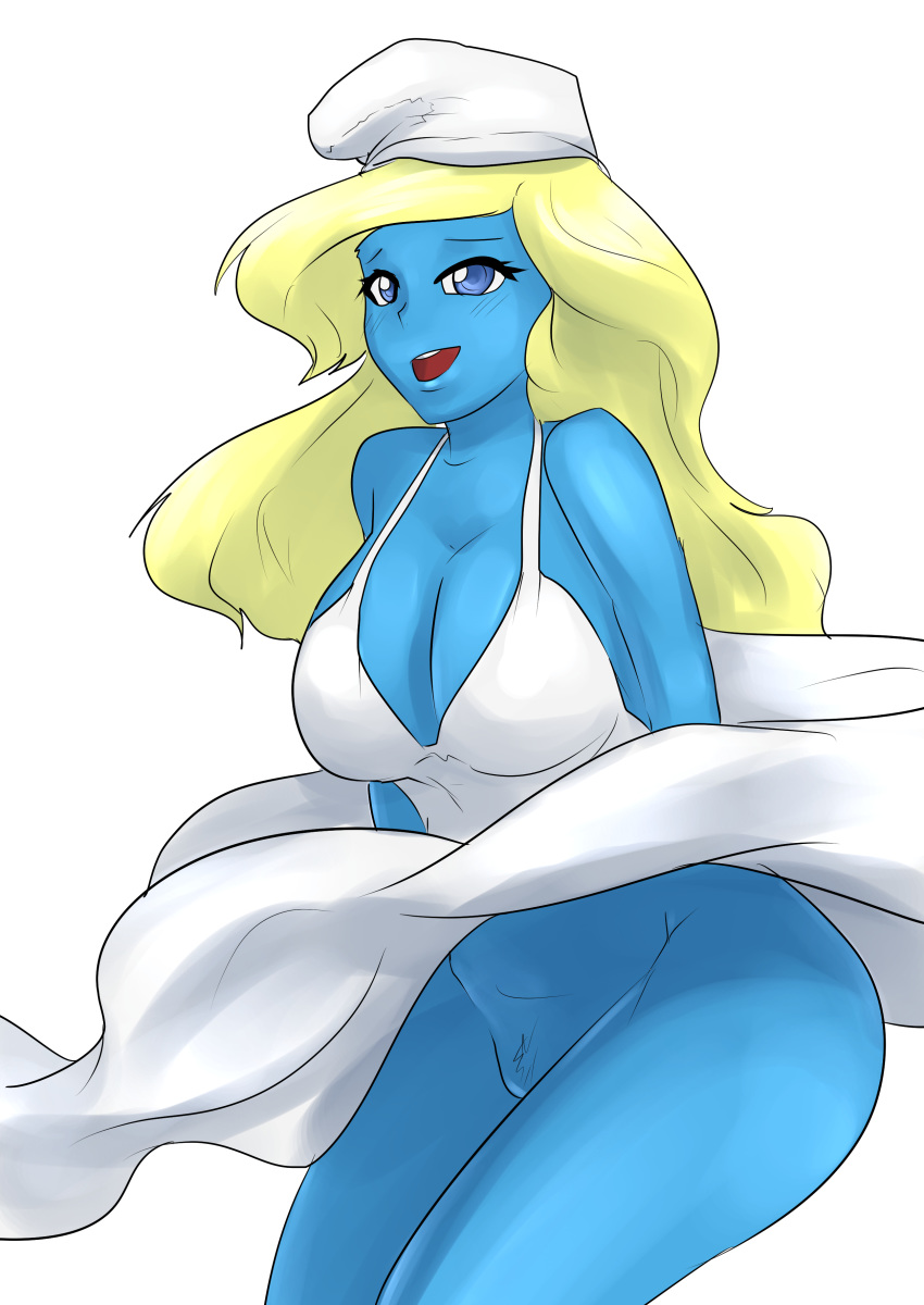 big_breasts breasts cleavage no_panties smurfette the_smurfs usagiforehead_(artist)