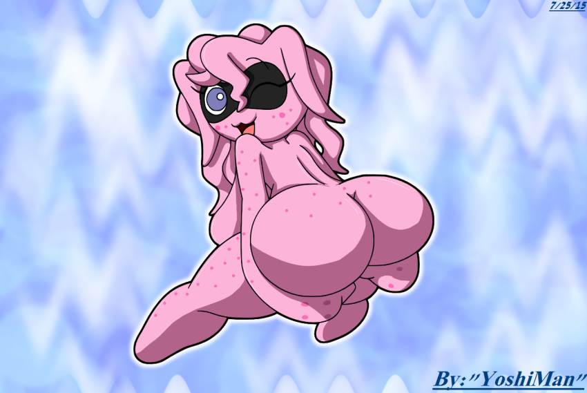 1girl anthro ass blue_eyes bubble_butt freckles furry long_hair looking_back nude octopus shiny shiny_skin wide_hips