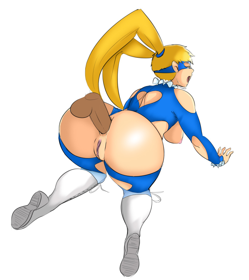 anal ass behind blonde_hair cameltoe dark-skinned_male dark_skin disembodied_penis el_shaka interracial rainbow_mika street_fighter thecon twin_tails