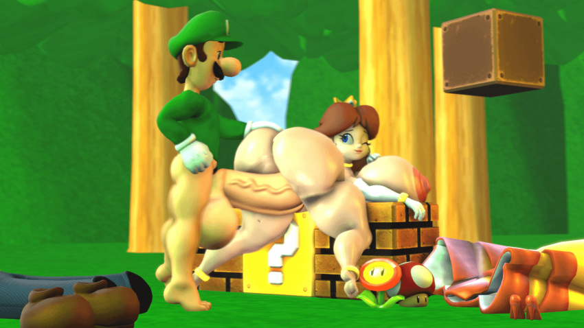 1boy 1girl 3d barefoot blue_eyes brown_hair clothed_sex couple doggy_position female female_penetrated forest from_behind gif gloves happy_sex huge_ass huge_balls huge_breasts huge_cock jewelry luigi male male/female male_penetrating male_penetrating_female mario_(series) mxp1985 nintendo outside princess_daisy romantic romantic_couple sex smile source_filmmaker straight super_mario_bros. vaginal vaginal_penetration vaginal_sex