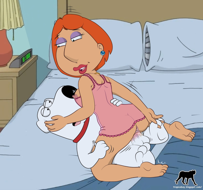 brian_griffin canine family_guy human lois_griffin luberne orange_hair white_fur