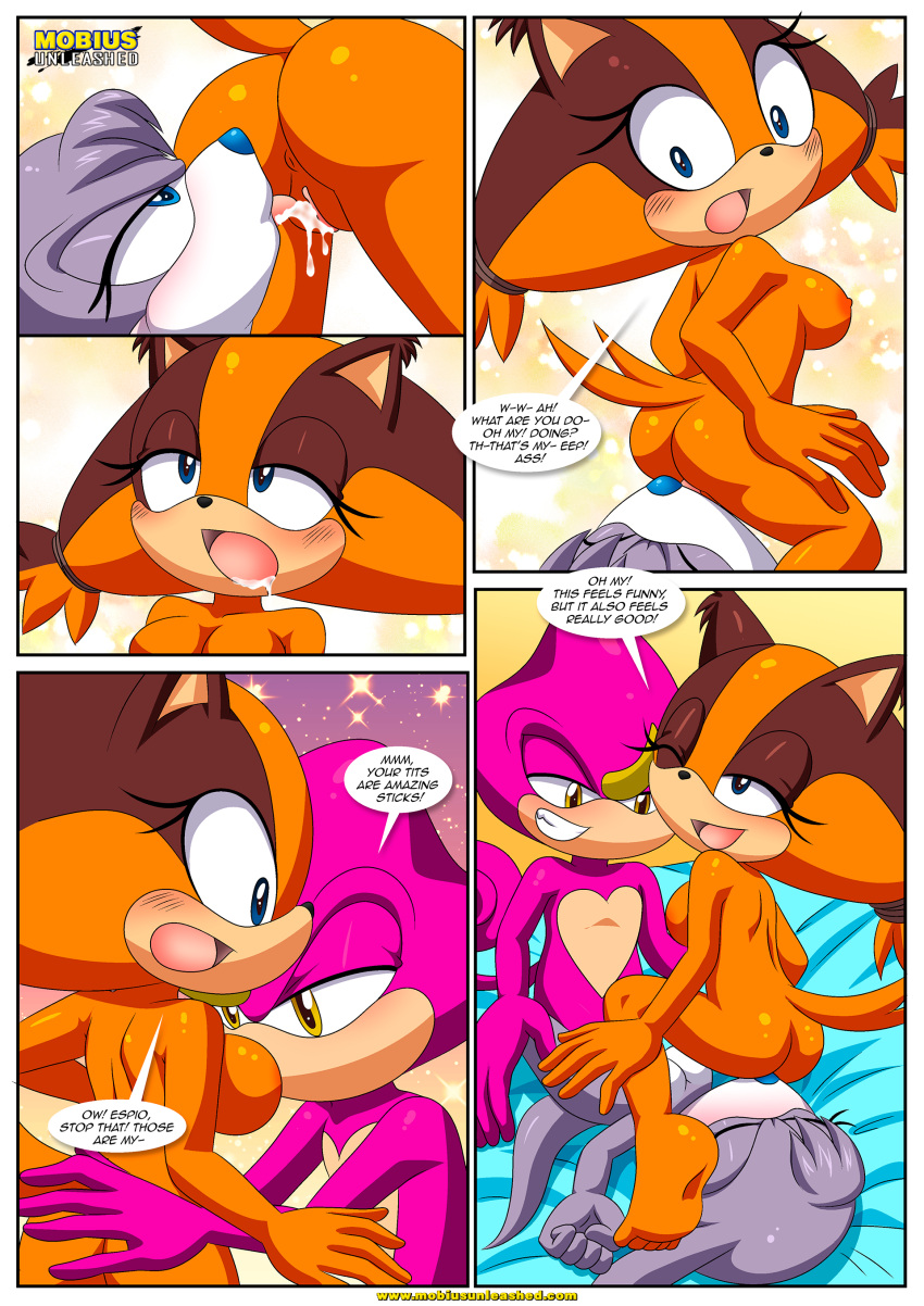archie_comics bbmbbf comic espio_the_chameleon furry mobius_unleashed nic_the_weasel nicolette_the_weasel palcomix sega sonic_boom stickin'_around_(comic) sticks_the_jungle_badger