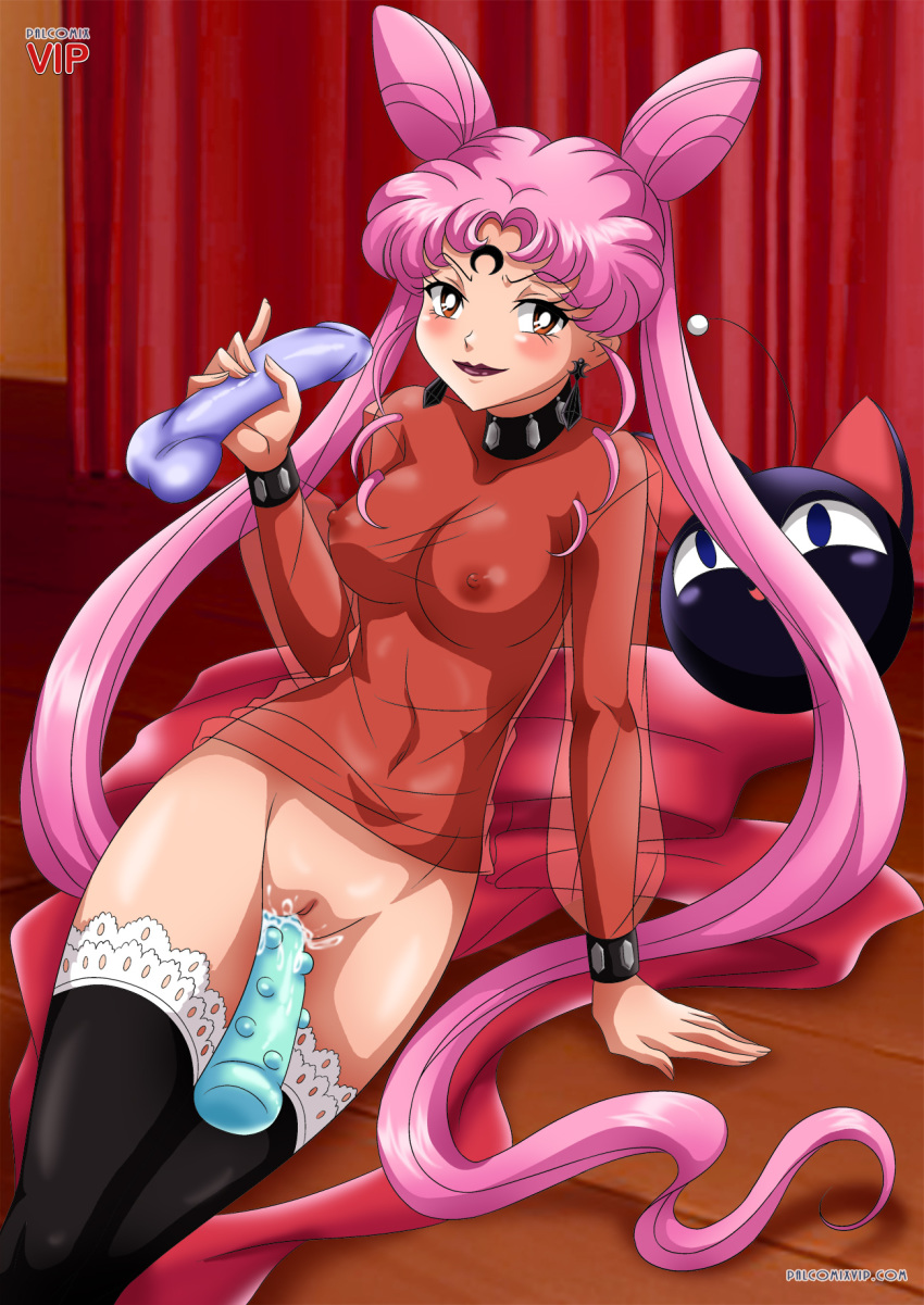 1girl black_lady blush breasts dildo palcomix pink_hair sailor_moon see_through stockings tagme wicked_lady