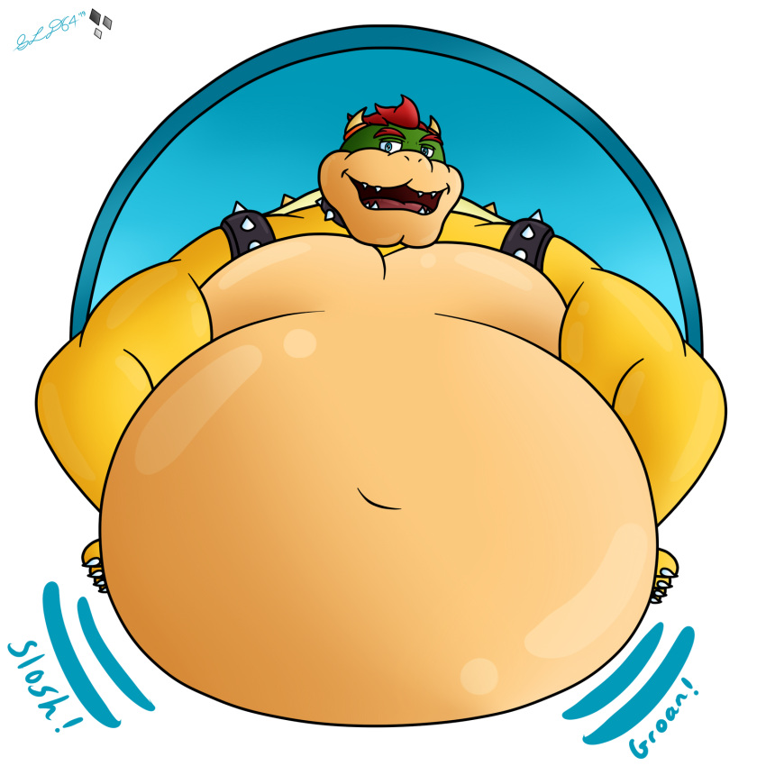 big_belly bowser cinnamon_roll_bowser dad_bod huge_belly koopa looking_at_viewer mario_(series) nintendo overweight plump smooth_skin starlightdragon64 super_mario_bros. transparent_background watermark
