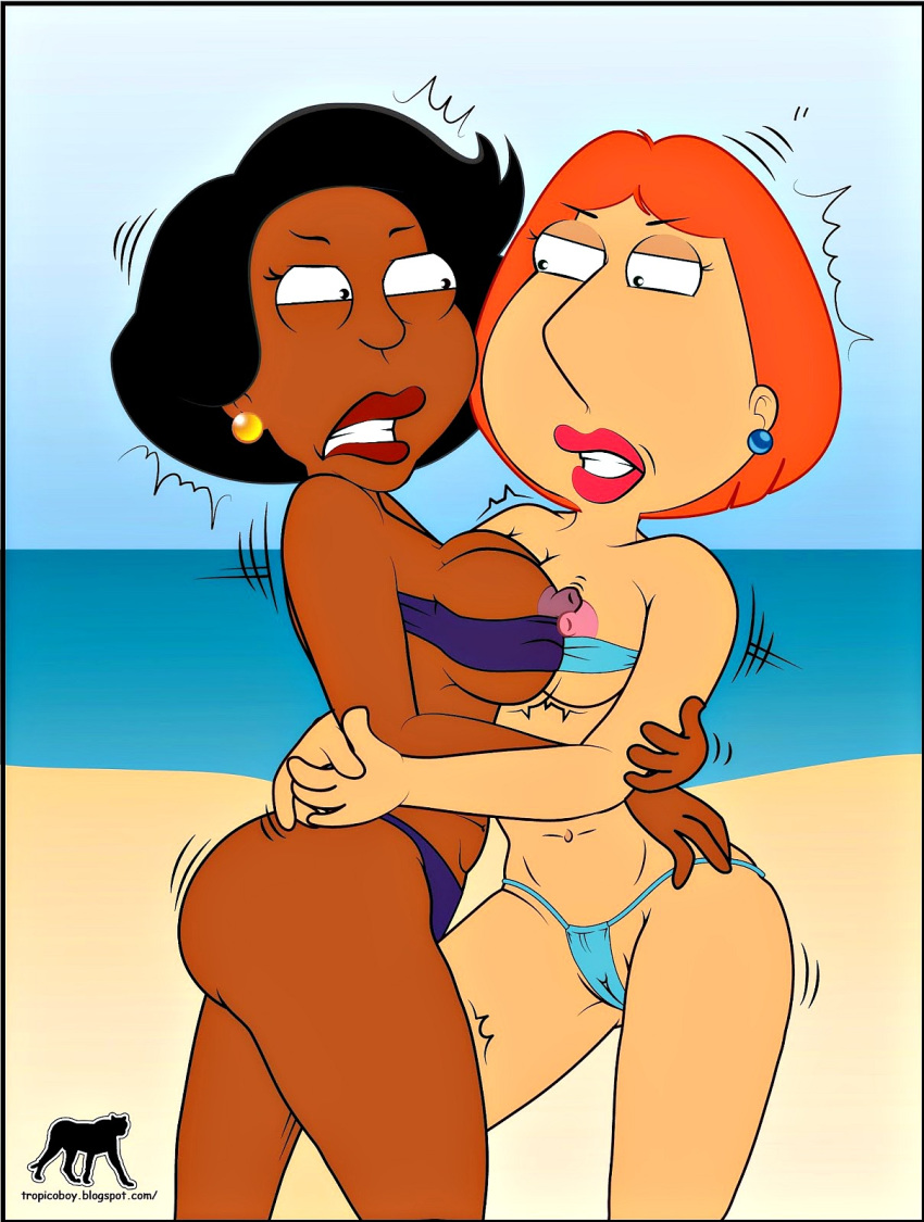 /\/\/\ 2_girls ass beach breasts cameltoe donna_tubbs duo family_guy female_only lois_griffin luberne nipples outside teeth the_cleveland_show thong trembling tropicoboy yuri