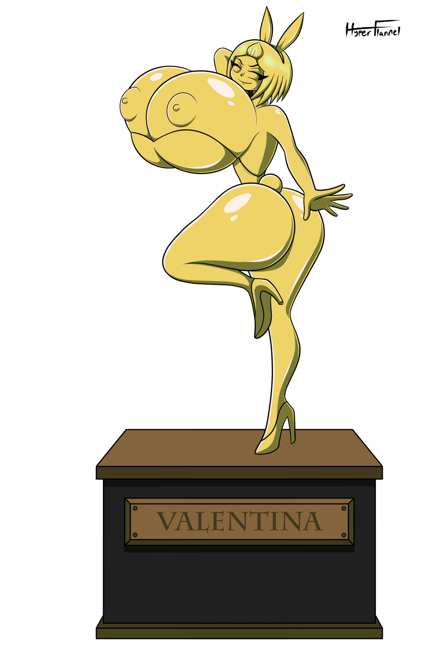 areolae ass big_ass big_breasts breasts bunny_ears bunny_girl bunny_tail bunnysuit female gold gold_statue hyperflannel nipples pedestal queen_valentina solo statue super_mario_bros. super_mario_rpg