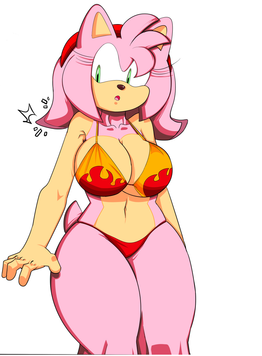 amy_rose anthro belly big_breasts breasts clothing dreamcastzx1 furry midriff navel sega swimsuit video_games