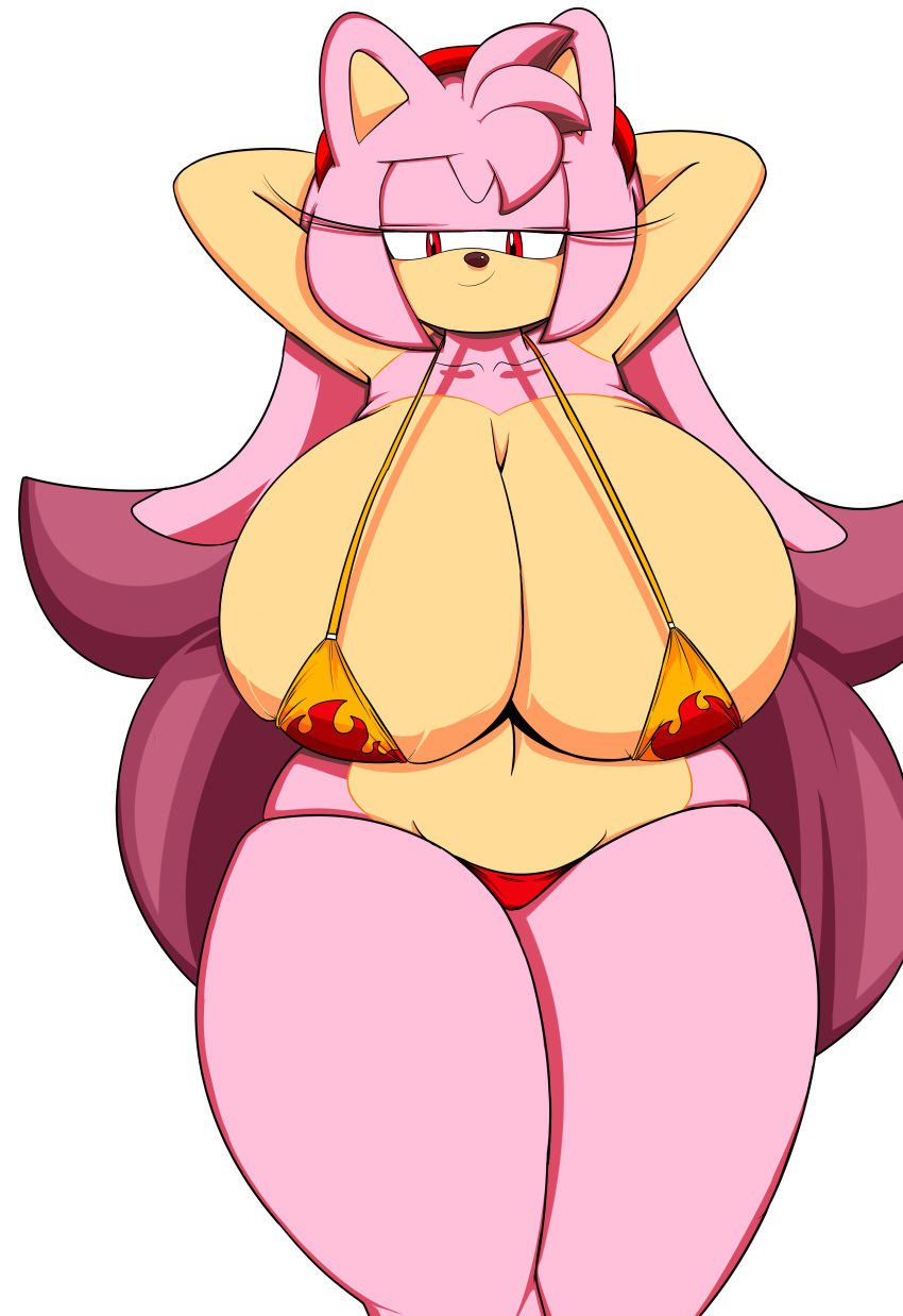 amy_rose anthro big_breasts breasts clothing dreamcastzx1 furry hedgehog mammal sega swimsuit video_games