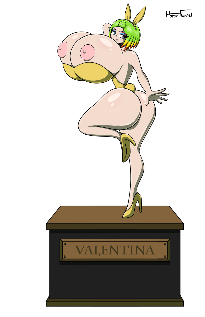 areolae ass big_ass big_breasts breasts bunny_ears bunny_girl bunny_tail bunnysuit female hyperflannel nipples pedestal queen_valentina solo statue super_mario_bros. super_mario_rpg