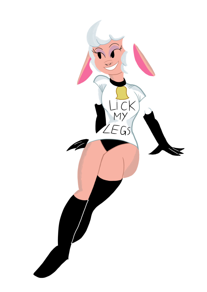 anthro cartoon droopy furry leggy_lamb legs panties sheep sheep_wrecked shirt simple_background smile transparent_background