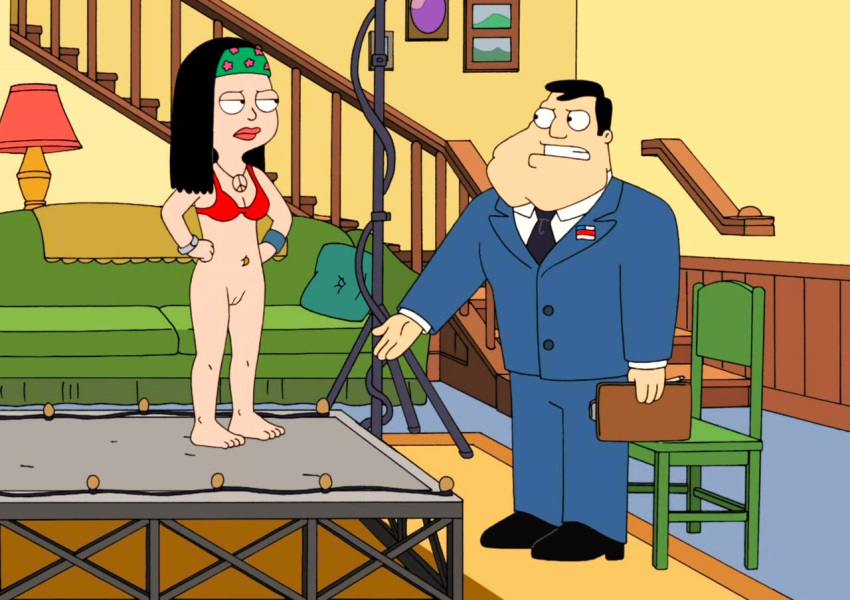 american_dad bra edit father_&amp;_daughter hands_on_hips hayley_smith no_panties shaved_pussy stan_smith thighs