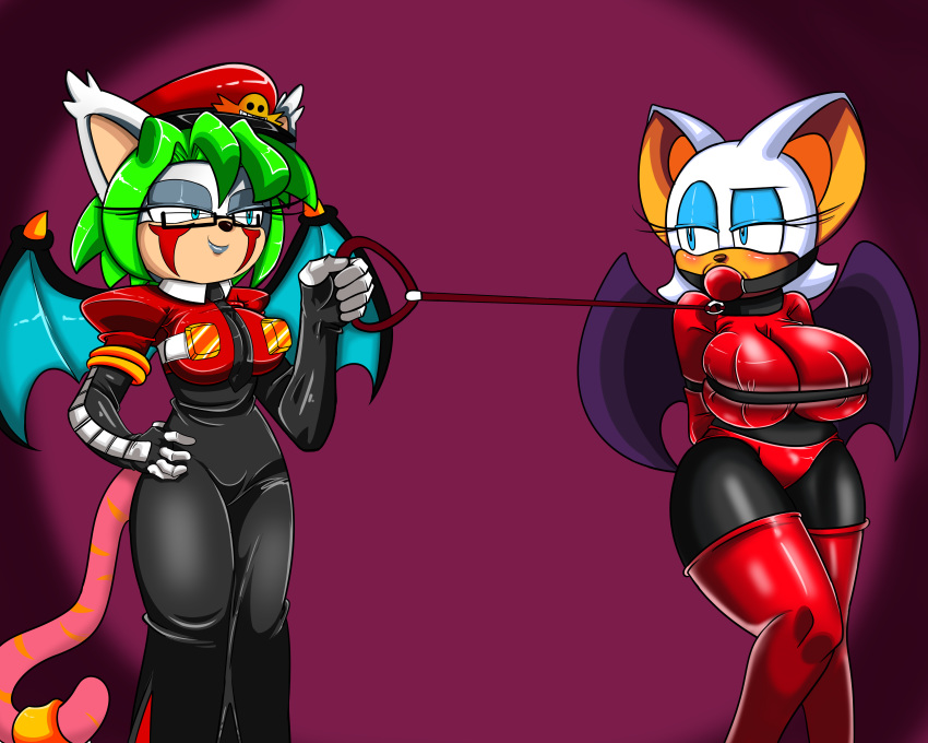2girls anthro big_breasts bondage breasts clothed dreamcastzx1 duo female female_only femdom furry large_breasts rouge_the_bat sega sonic_(series) video_games yuri