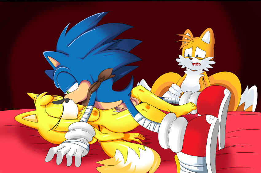 1girl absurd_res anthro breasts cum cum_in_pussy cum_inside dreamcastzx1 furry group hedgehog high_res male male/female mammal miles_"tails"_prower nipples nude penetration sega sex sonic_boom sonic_the_hedgehog vaginal vaginal_penetration video_games zooey_the_fox