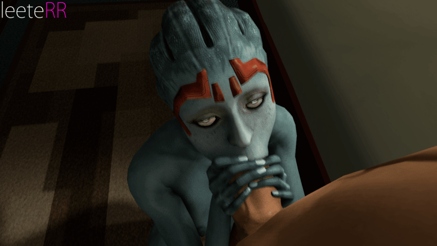 1girl 3d age_difference alien animated areola artist_name asari big_breasts blue_skin breasts erect_nipples erection fellatio female gif human interspecies leeterr male mass_effect milf mother nipples nude oral oral_sex parent penis samara sex source_filmmaker testicles