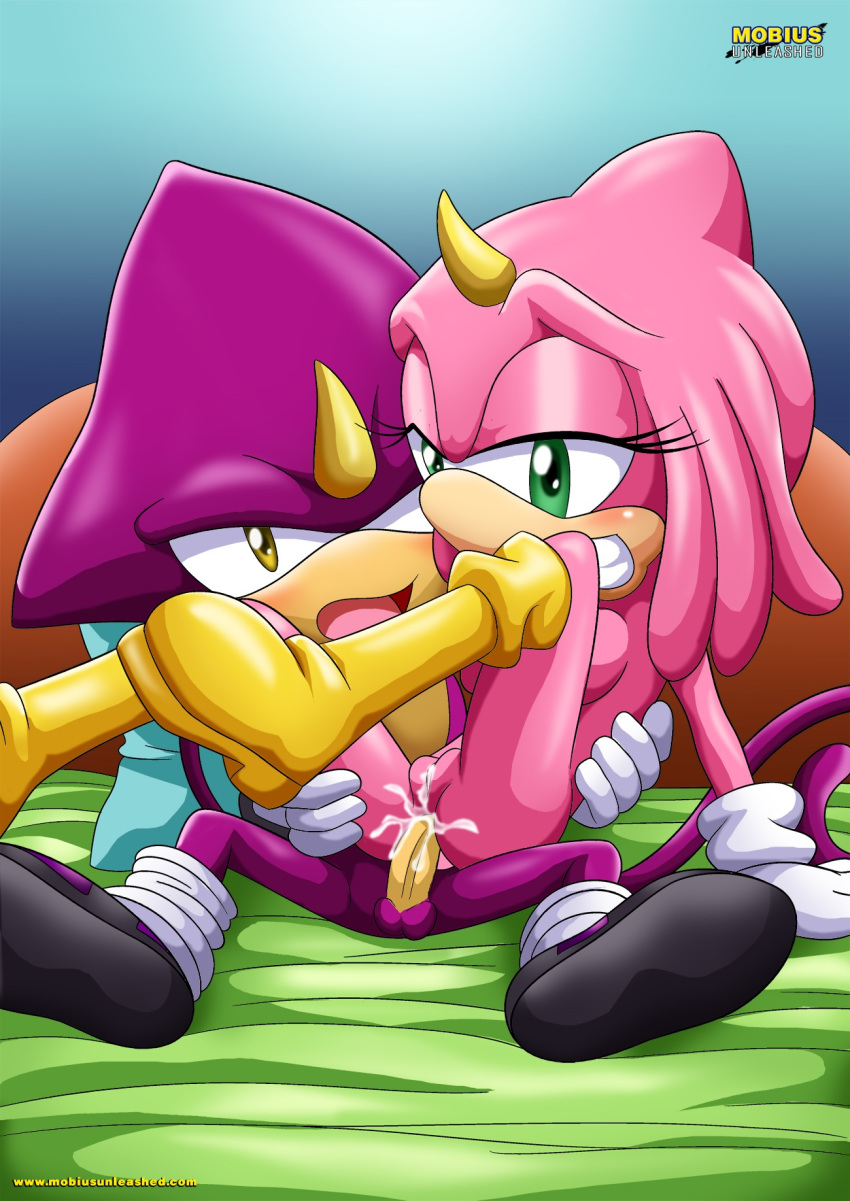 1girl archie_comics bbmbbf espio_the_chameleon furry liza_the_chameleon mobius_unleashed palcomix pussy sega sex sonic_(series) sonic_the_hedgehog_(series) tagme