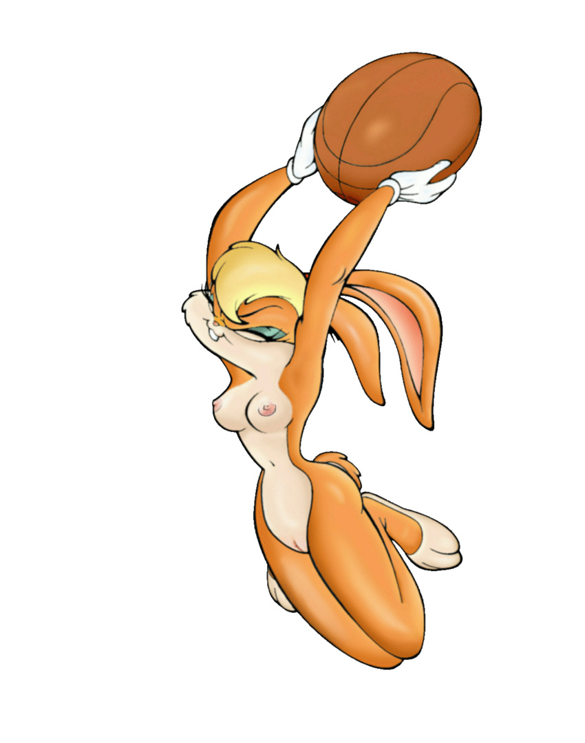 1girl anthro basketball blonde breasts cartoon closed_eyes furry lola_bunny looney_tunes nipples nude pussy rabbit simple_background space_jam transparent_background
