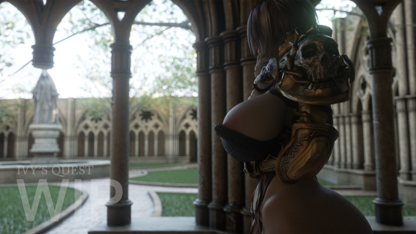 1girl 3d 3d_(artwork) big_breasts curvaceous curves curvy curvy_figure eyelashes eyeliner hallway high_heel_boots high_resolution huge_breasts human icedev isabella_valentine lipstick plump soul_calibur thick_thighs voluptuous