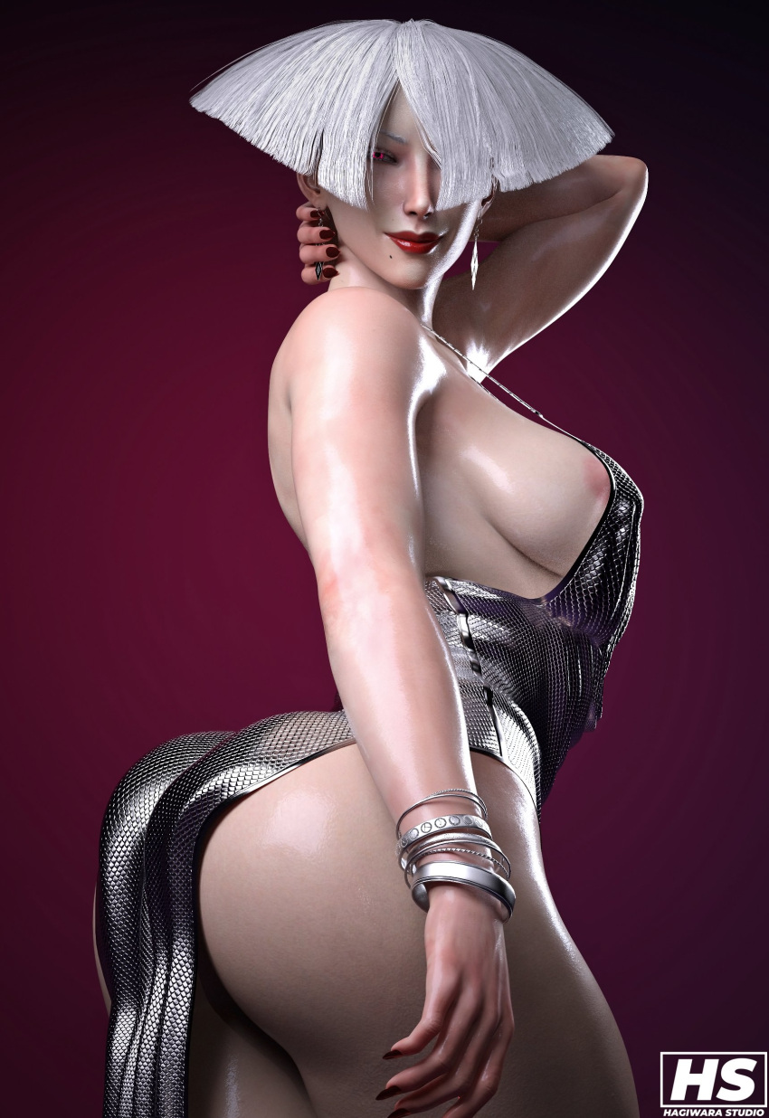 1girl 3d a.k.i. a.k.i._(street_fighter) albino asian asian_female ass big_ass big_breasts black_bodysuit bodysuit booty breasts capcom curvy dat_ass duo_gale fake_nails female_only fighting_game fingernails grey_hair hagiwara_studio high_res hot_ass latex leotard light_skin lips looking_at_viewer muscular sexy_ass sharp_fingernails short_hair street_fighter street_fighter_6 twitter video_game_character watermark white_hair