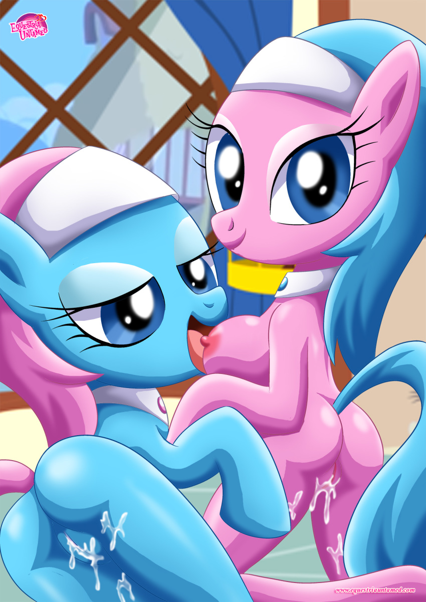 2_girls 2girls after_sex aloe aloe_(mlp) ass blue_eyes blue_hair breasts cum cum_in_pussy cum_on_thighs equestria_untamed friendship_is_magic hair long_hair looking_at_viewer lotus_(mlp) lotus_blossom multiple_girls my_little_pony nipples pink_hair pussy smile tail yuri