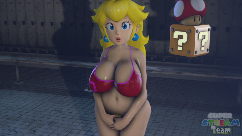 1girl 3d big_breasts breasts covering_crotch covering_pussy female female_only mario_(series) nintendo princess_peach pubic_hair_peek sexy sexy_body sexy_breasts solo source_filmmaker super_mario_bros. superstreamteam tagme