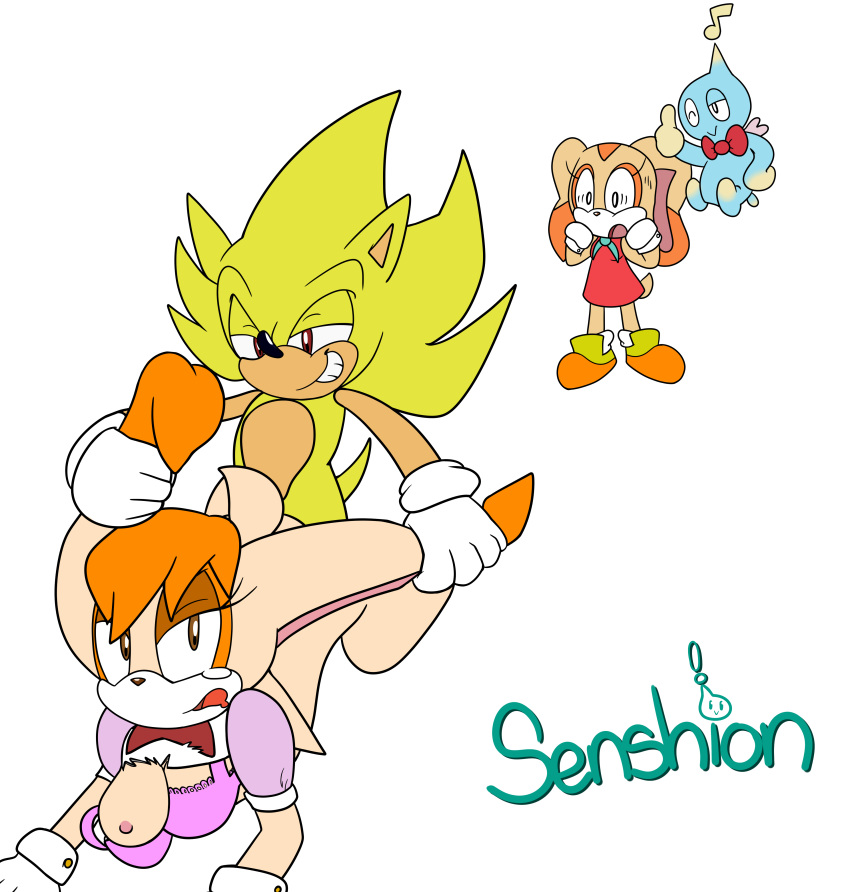 absurd_res alpha_channel anthro cheese_the_chao cream_the_rabbit digital_media_(artwork) ear_grab furry group high_res musical_note sega senshion sex shocked simple_background sonic_the_hedgehog super_sonic thumbs_up transparent_background vanilla_the_rabbit wardrobe_malfunction wheelbarrow_position
