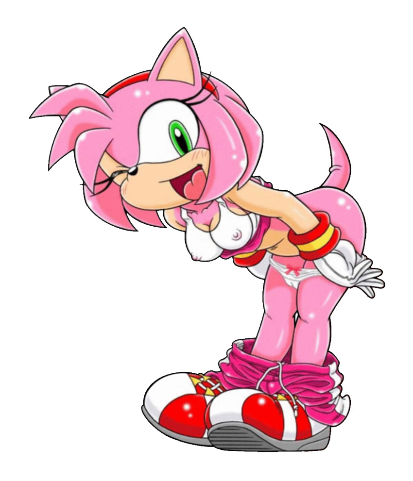 1girl amy_rose anthro ass bending_over bow_panties breasts erect_nipples exposure furry hair happy mammal open_mouth panties pants_down pantyshot pink_hair render sega simple_background smile sonic sonic_(series) suggestive tail transparent_background underwear video_games white_panties