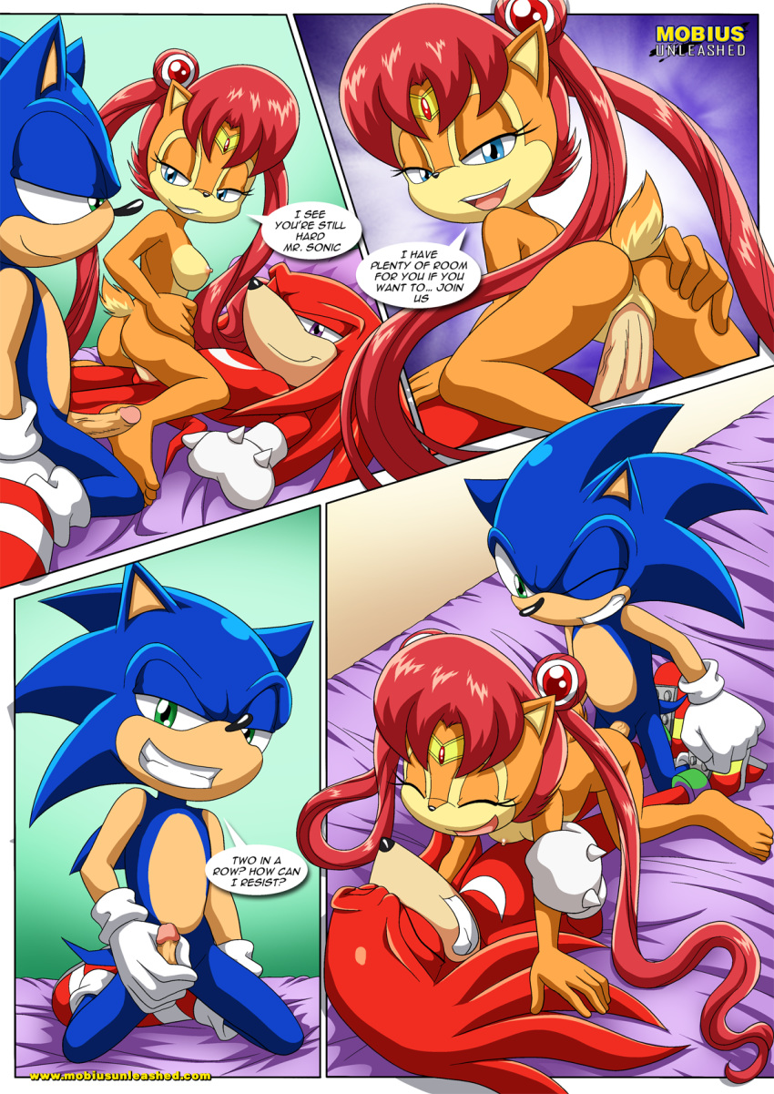 anal archie_comics ass bbmbbf big_breasts breasts comic cowgirl_position doggy_position double_penetration group_sex knuckles_the_echidna male male/female mmf_threesome mobius_unleashed palcomix parody round_butt sailor_moon sally_acorn sally_moon sega sonic_(series) sonic_the_hedgehog sonic_the_hedgehog_(series) the_luna_connection threesome vaginal