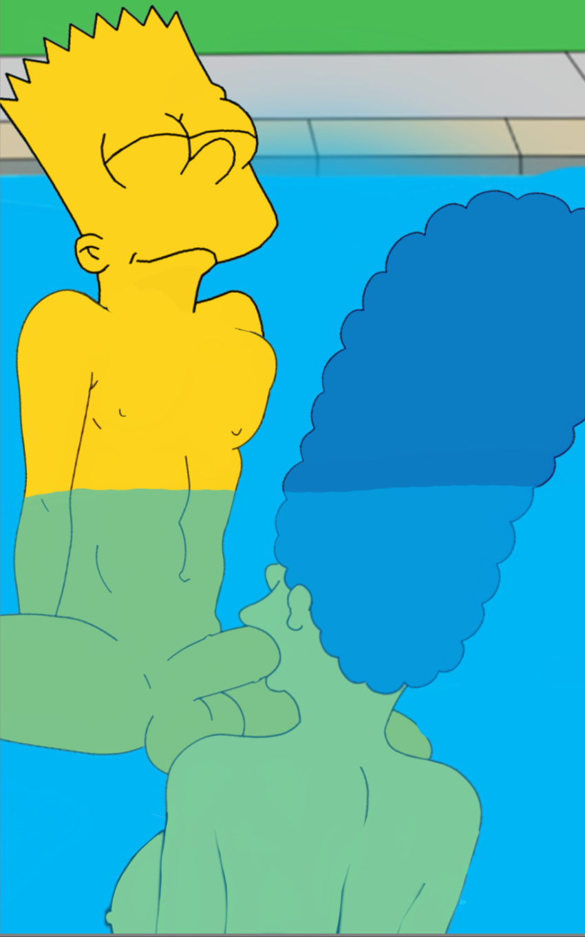 bart_simpson fellatio incest marge_simpson mom_son mother's_duty mother_and_son sideboob the_simpsons underwater