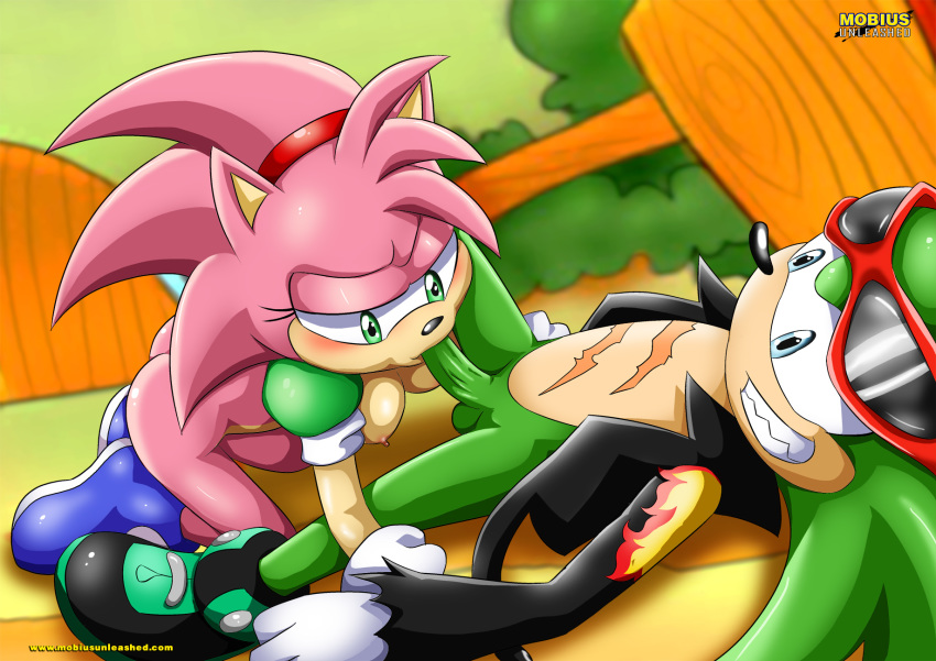 1girl amy_rose amy_rose_(classic) archie_comics bbmbbf furry mobius_unleashed oral palcomix rosy_the_rascal scourge_the_hedgehog sega sonic_(series) sonic_the_hedgehog_(series) tagme