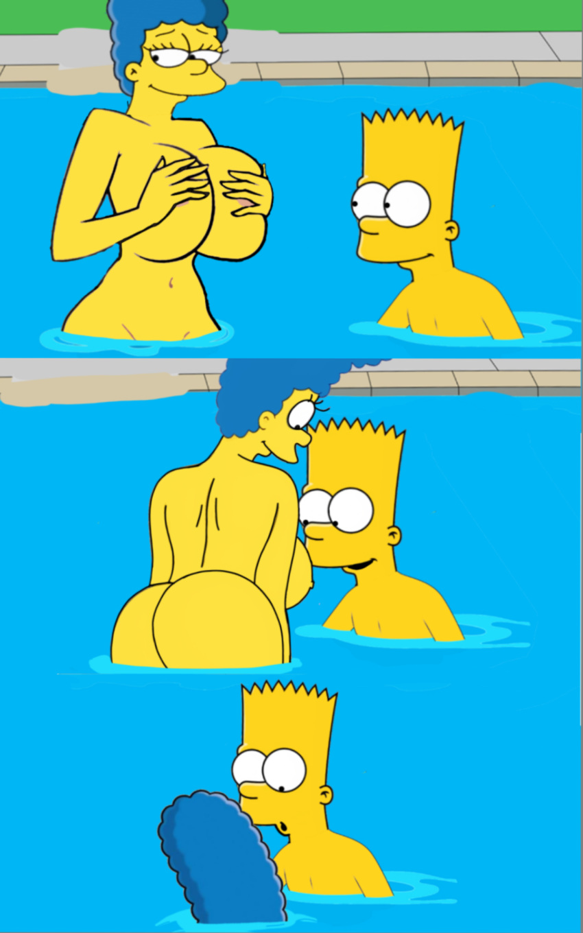 bart_simpson big_breasts fellatio incest marge_simpson mom_son mother's_duty mother_and_son nude the_simpsons