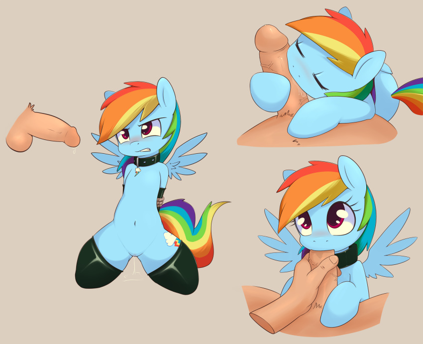 ass fellatio friendship_is_magic grey_background licking mane multiple_tails my_little_pony oral pussy pussy_juice rainbow_dash riding sucking tail tied_up