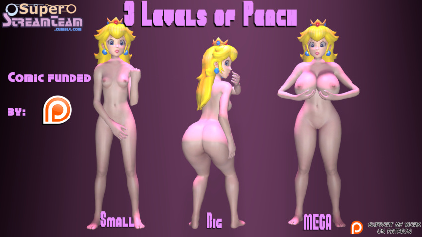 ass big_ass big_breasts breasts nude princess_peach super_mario_bros. superstreamteam