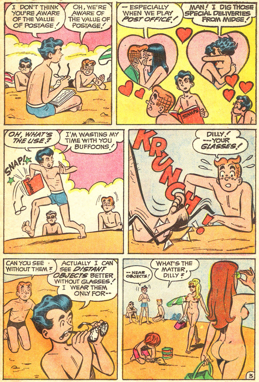 archie_andrews archie_comics ass beach breasts comic long_hair nipples nude outdoor pubic_hair pussy volleyball