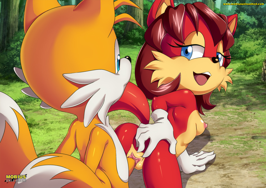 1girl anthro archie_comics bbmbbf fiona_fox fox furry male miles_"tails"_prower mobian mobius_unleashed palcomix sega sonic_(series) sonic_the_hedgehog_(series)