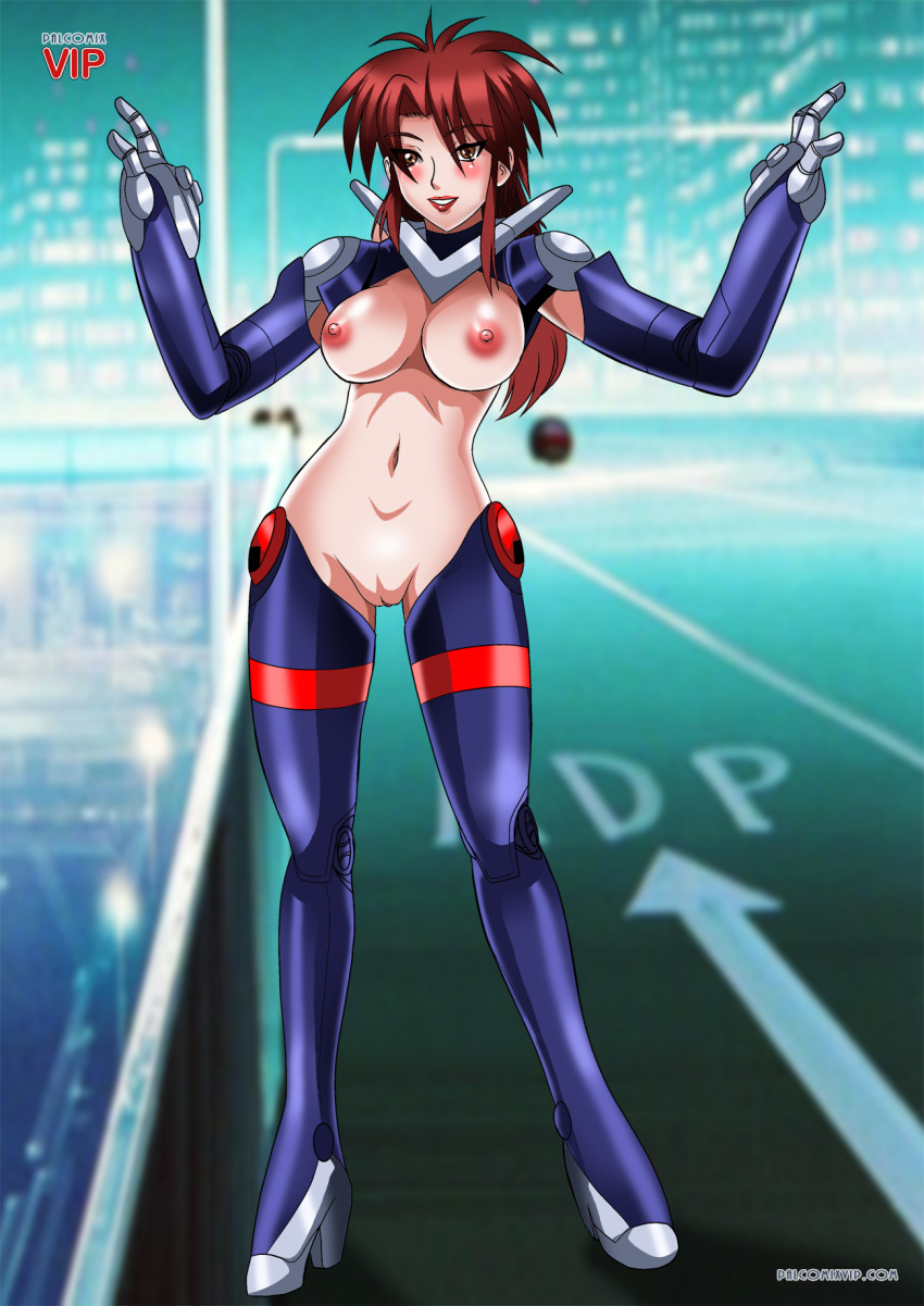 1girl big_breasts breasts bubblegum_crisis_tokyo_2040 female_only palcomix priscilla_asagiri pussy smiling solo_female topless_female