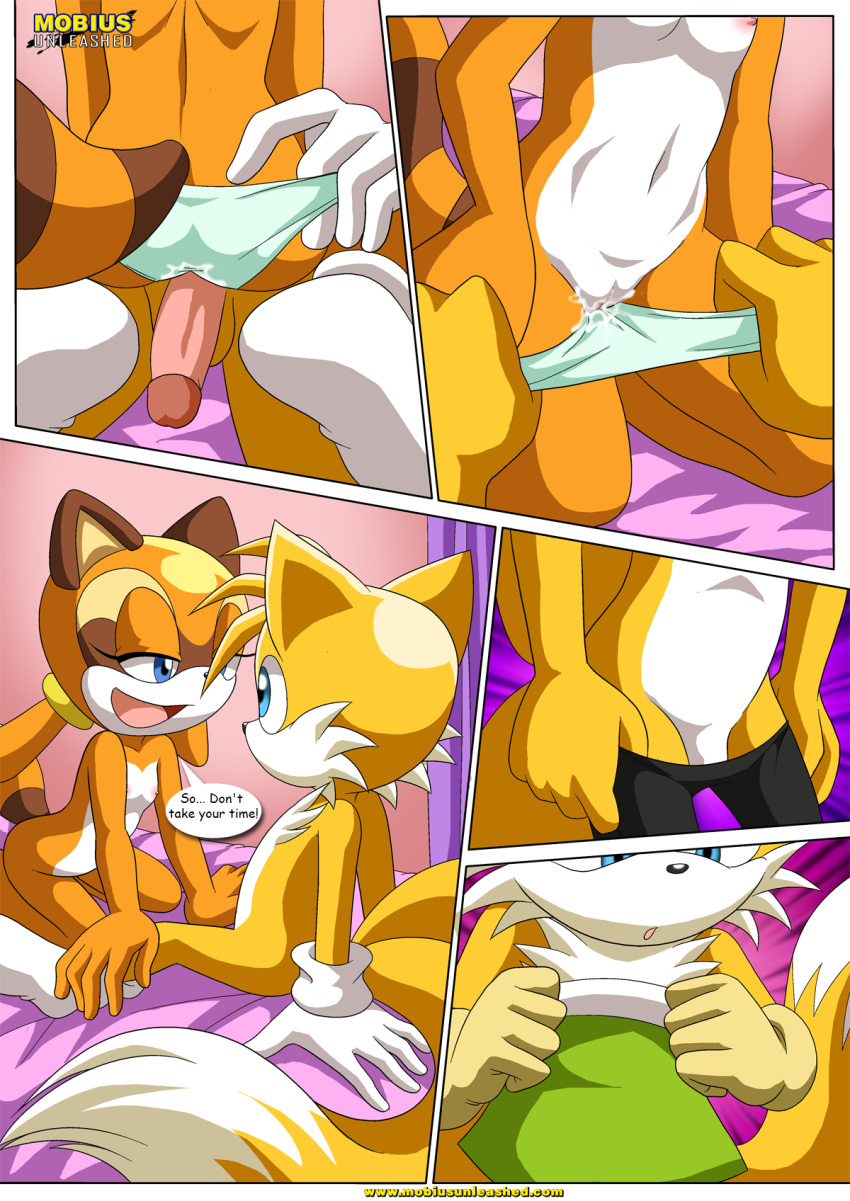 1girl bbmbbf furry marine_the_raccoon miles_"tails"_prower mobius_unleashed palcomix sega sonic_(series) sonic_the_hedgehog_(series) tagme tails_n'_cream_2