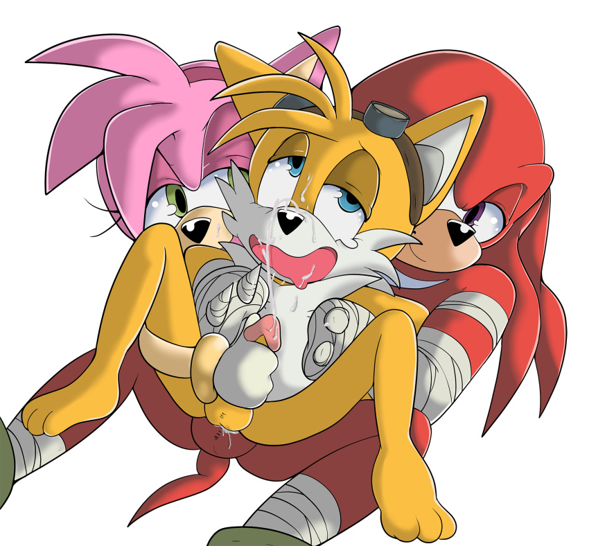 amy_rose anal anthro furry handjob knuckles_the_echidna miles_"tails"_prower penis sega senshion sex sonic_boom