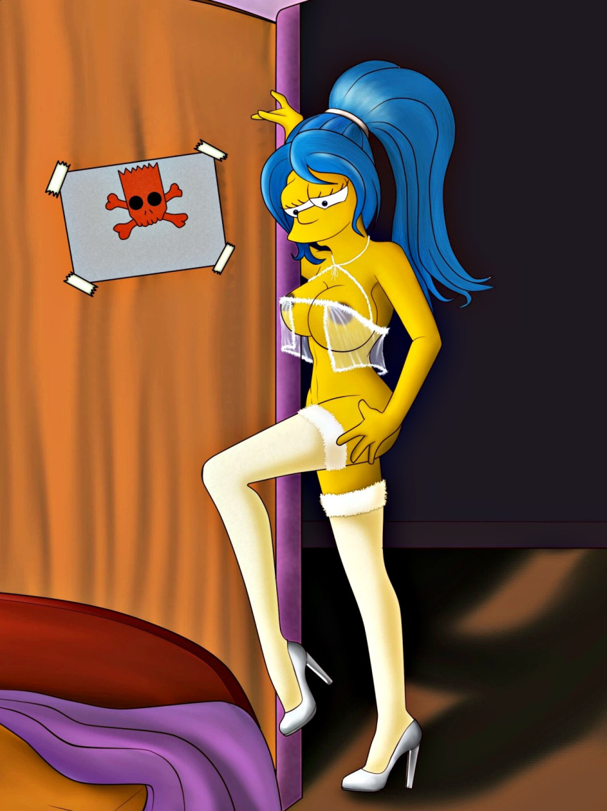 bart_simpson big_breasts imminent_incest imminent_sex marge_simpson see-through_clothes the_simpsons yellow_skin