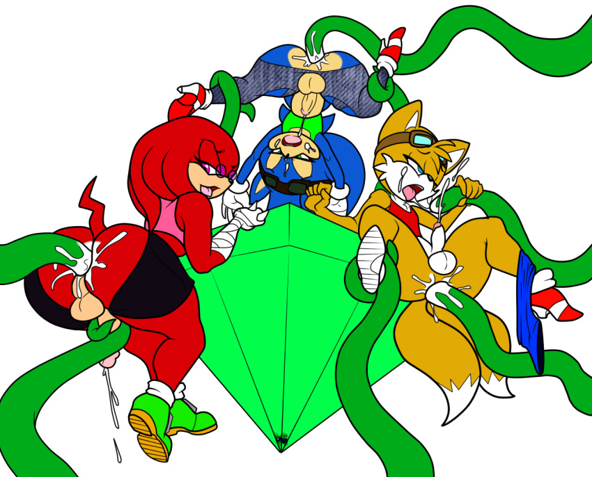anal anthro canine cum echidna fox furry hedgehog knuckles_the_echidna male male/tentacle mammal master_emerald miles_"tails"_prower monotreme piledriver_position sega sex simple_background sonic_the_hedgehog tentacle thecon virtigogun