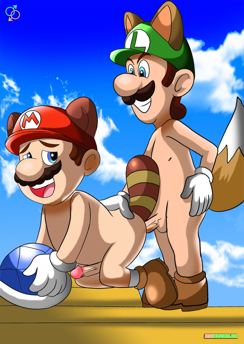 all_fours anal bent_over blue_shell brothers doggy_position incest luigi mario penis rear_deliveries super_mario_bros. yaoi