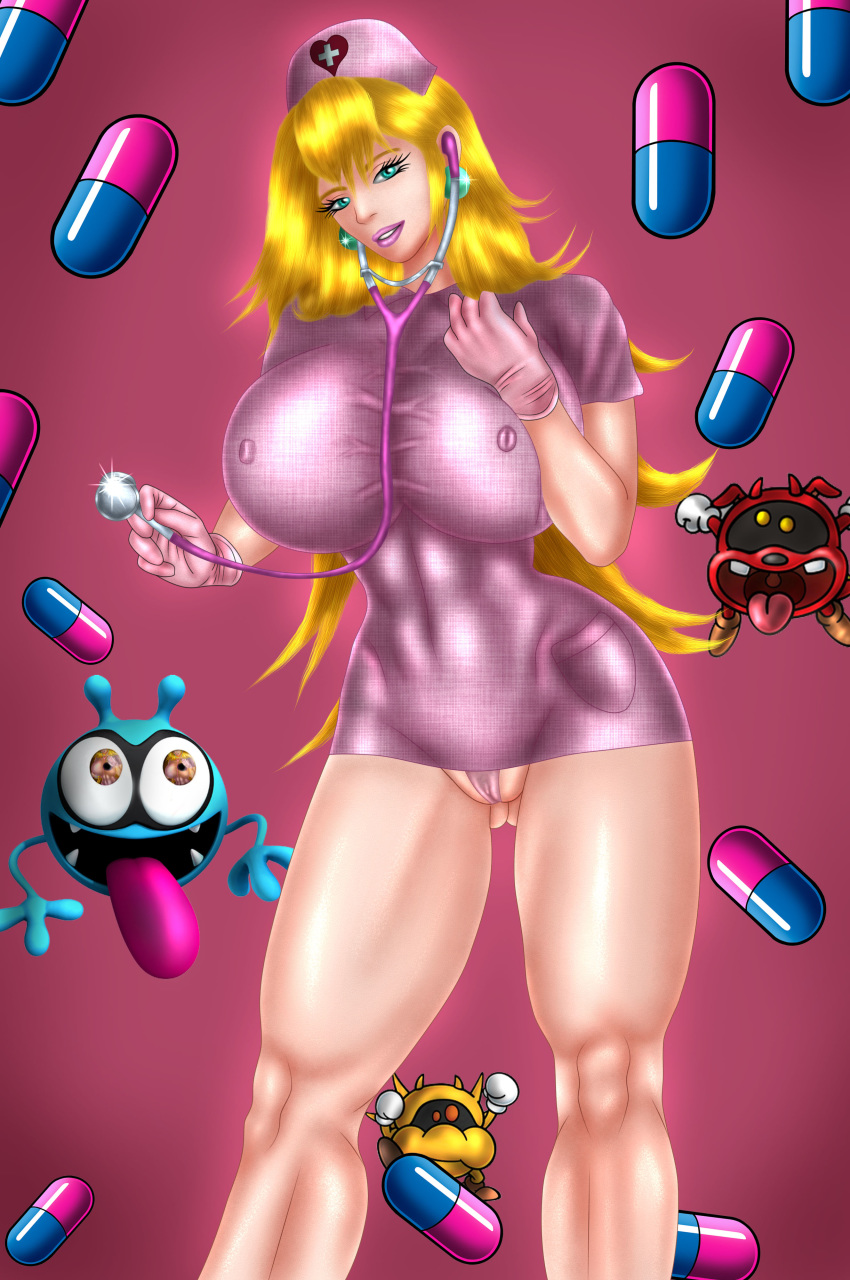 big_breasts breasts devilmaycrydant nurse nurse_uniform princess_peach super_mario_bros.