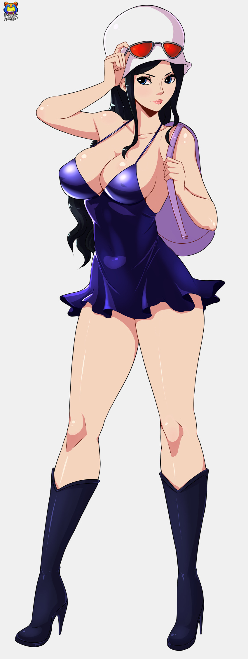 big_breasts breasts cleavage dress female kyoffie nico_robin one_piece solo